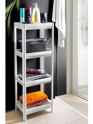 Odea 4 Katlı Kolay Montajlı Plastik Mutfak ve Banyo Organizeri, Dayanıklı Beyaz Renk