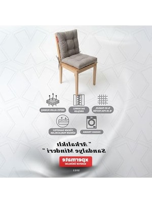Odea Yıkanabilir Gri Arkalıklı Sandalye Minderi, Dekoratif Tasarım