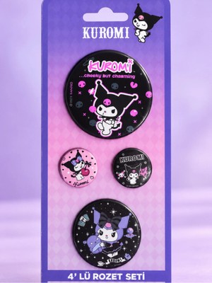 Gifi Kuromi & Hello Kitty Lisanslı 4'lü Rozet Set