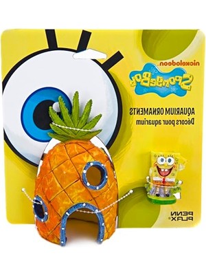 Odea Sünger Bob ve Ananas Evi Akvaryum Süsü | 2 Parça Set | Tatlı Veya Alt Su Tankları Için Harika