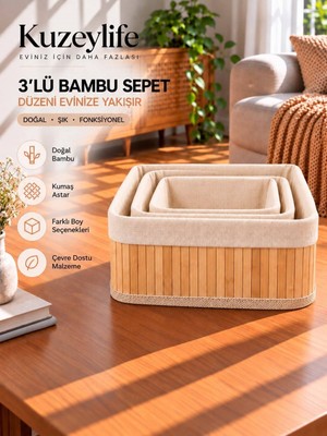 Kuzey Life Kuzeylife Bambu Trio Kare 3lü Sepet Seti