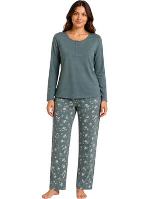 Confeo C841-001 Kadın Patlı Uzunkol Pijama Takım