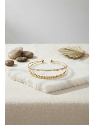 Efnaz Style Gold Renk Dorika ve Zirkon Taşlı Kadın Bileklik