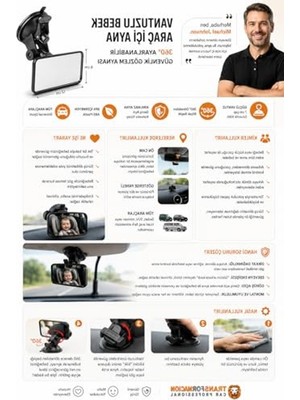 Odea Babypoint Vantuzlu Bebek Araç Içi Ayna 360° Ayarlanabilir Güvenlik Gözlem Aynası 428863