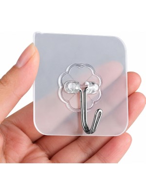 25 Adet Kendinden Yapışkanlı Şeffaf Askı Metal Kancalı Askılık