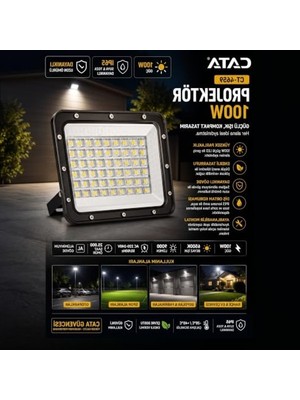 Odea 100W Slim LED Projektör, Beyaz Işık ile Etkili Aydınlatma Sağlar