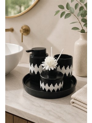 Renkliürün 4 Parça Seramik Banyo Seti Siyah C048