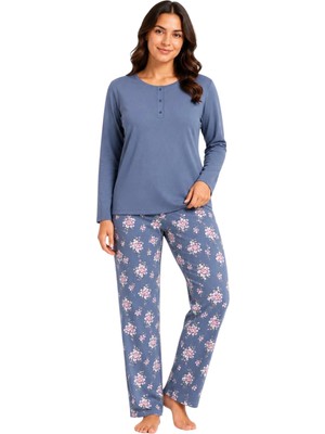 Confeo C841-005 Kadın Patlı Uzunkol Pijama Takım