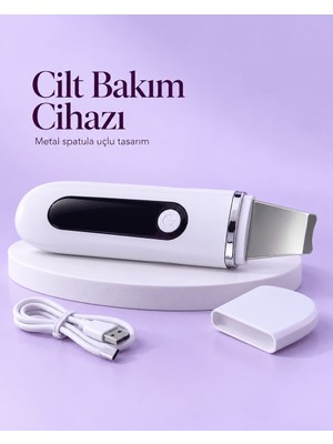 Laraheiser USB Şarjlı Metal Spatula Uçlu Beyaz Yüz ve Cilt Bakım Cihazı