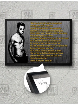 SML Tablo Brad Pitt Tyler Durden Fight Club Dövüş Kulübü Çerçeveli Yatay Kanvas Tablo