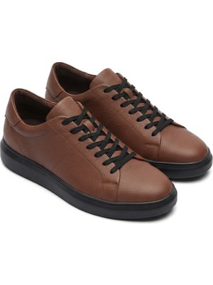 Zerenyus ZRJ151 Yüksek Kalite Bağcıklı Erkek Günlük Sneaker - Taba Siyah