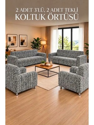 Lemmoni Altınkoza Koltuk Örtüsü Esnek Lastikli Koltuk Koruyucu Kılıf 3lü Salon Kanepe Örtüsü Tekli Koltuk Kılıfı 3311