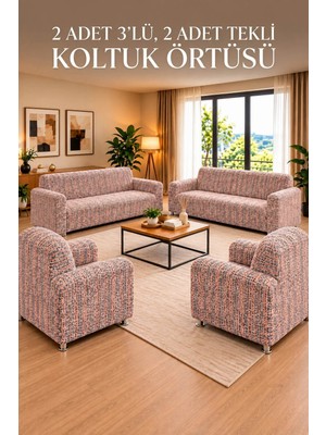 Lemmoni Altınkoza Koltuk Örtüsü Esnek Lastikli Koltuk Koruyucu Kılıf 3lü Salon Kanepe Örtüsü Tekli Koltuk Kılıfı 3311