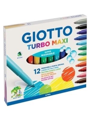 Odea Turbo Maxi Keçeli Kalem Seti, 12'li, Karışık Renkler, Yıkanabilir