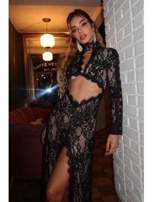 BMD Annabella Dantelli Luxury Elbise - Siyah