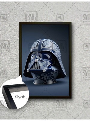 SML Tablo Star Wars Darth Wader Kara Lord Maskesi Çini Seramik Çerçeveli Dikey Kanvas Tablo