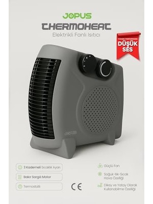 Odea 2000W Elektrikli Fanlı Isıtıcı,termostatlı,sıcak-Soğuk Hızlı Isıtma, 25 M² Alan Kapasitesi,antrasit