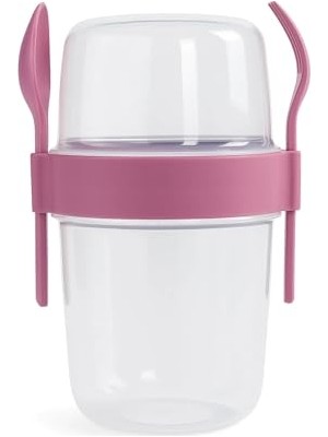 Odea Busstier Müsli ve Granola Kapsülü, 1100 ml Sızdırmaz Yoğurt Kabı, Take And Go Kaşıklı Granola Kabı, Pratik ve Taşınabilir Tasarım (Beyaz)