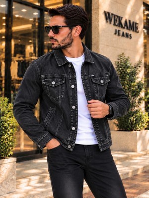 Wkm Erkek Jean Denim Standart Kalıp Kot Ceket