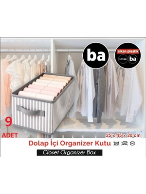 Bahometr Dolap Içi Organizer Kutu Düzenleyici Tutma Kulplu Organizer Saklama Hurç NO10- BA041-( 9 Adet )