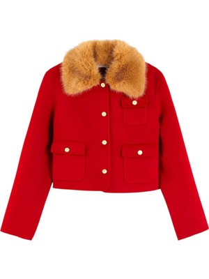 Tommy Hilfiger Df Wool Lady Jacket Wıth Fur Kadın Kırmızı Mont - WW0WW52914