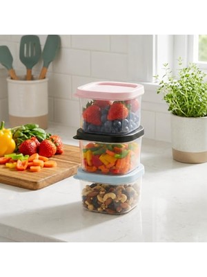 Odea 3 Adet 140 ml Mini Mama Kabı Seti, Kapaklı Küçük Saklama Kabı, Atıştırmalık Meyve Sebze ve Kuruyemiş Için Şeffaf Gıda Saklama Kabı