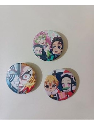 Odea Demon Slayer Anime Buton Rozet 3 Adet 37MM