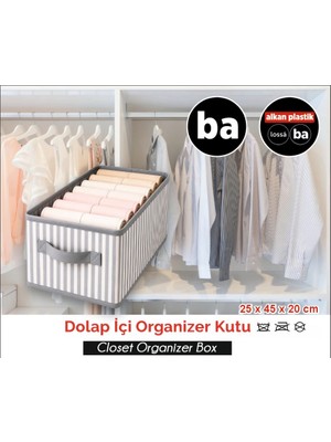 Bahometr Dolap Içi Organizer Kutu Düzenleyici Tutma Kulplu Organizer Saklama Hurç NO10- BA041-( 1 Adet )