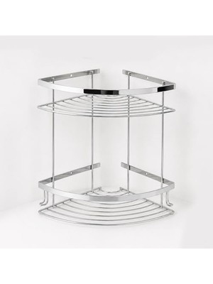 Odea Iki Katlı Krom Şampuanlık 18X18 cm Paslanmaz Banyo Rafı Duş Içi Köşe Düzenleyici Organizer