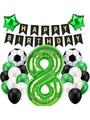 Odea Futbol Yeşil 8 Yaş Doğum Günü Balon Set Psyslfutbol