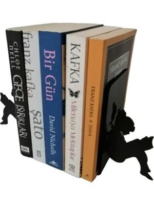 Odea Risingmaber Dekoratif Kitap Okuyan Kız Figürlü Metal Kitap Tutucu 2'li Paket(Kitap Ayracı Hediyeli).