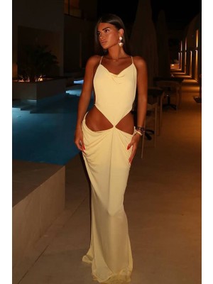 BMD Nikolina Dekolteli Elbise - Sarı