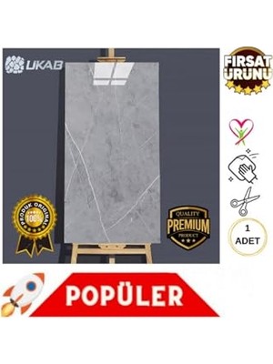 Odea Ukab Dekor Kendinden Yapışkanlı Esnek Köpük Beyaz Pvc Mermer Panel 60X30 cm Banyo Wc Mutfak Gri 30 x 60