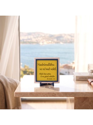 Miaju Âl-I Imrân Suresi "hasbünallâhu ve Ni'mel Vekîl"  Yazılı Obje, Manevi Temalı Dekoratif Tasarım ve Şık Aksesuar 10X10 Cm, Yeni Ofis Açılışına Yakışan Şık Armağan
