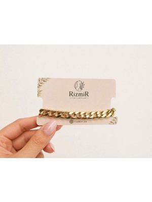 Rizmir Figaro Zincir Model Altın Renk Kadın Bileklik