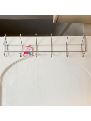 Odea 12'li Krom Kapı Arkası Askılık - 50 cm Genişlik, Vidasız Matkapsız Kapı Üstü Askı, Çok Amaçlı Elbise, Mont, Çanta Düzenleyici, Krom Kaplama Banyo, Mutfak, Oda Askılığı