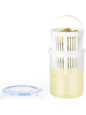 Odea Orret Home Zeytinlik ve Turşuluk Saklama Kabı – 1,5 Lt Süzgeçli, Contalı ve Klipsli Kapaklı Saklama Kabı, Hava ve Sıvı Geçirmez, Zeytin, Turşu ve Gıda Saklama Kabı