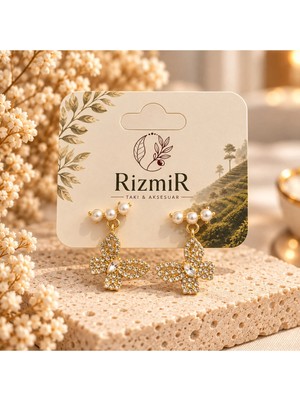Rizmir Inci Detaylı Kelebek Küpe