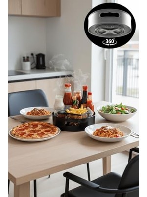 Odea Mithra Life 360 Derece Döner Siyah Banyo Mutfak Düzenleyici Organizer Toparlayıcı Tepsi 23 cm MIT1288