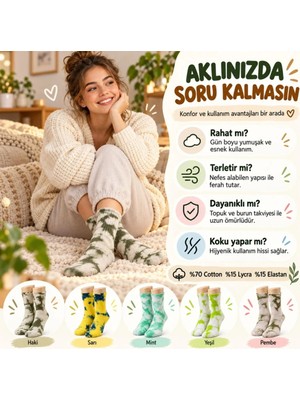 MTM My The Mall Giyim Unisex Batik Desenli Çorap 5'li Set Pamuklu Renkli Uzun Soket Dikişsiz Nefes Alan Günlük Spor Çorabı