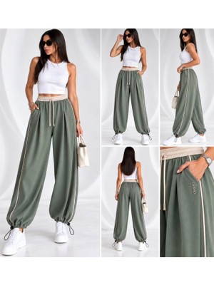 Moda Rüyası Kadın Oysho Bol Paça Lastikli Bel Bağcıklı Büzgülü Paça Şalvar Pantolon