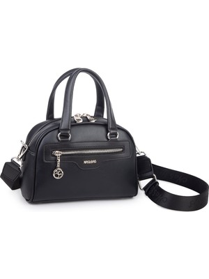 Nas Bag Kadın Şık El ve Postacı Çanta (En 22 cm , Boy 16 cm ) Siyah