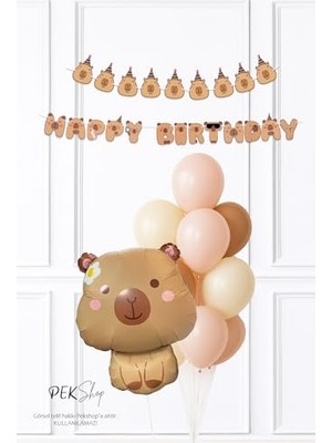 Odea Kapibara Konsept Doğum Günü Balon Seti Banner ve Lateks Balonlu Capybara Balon Seti