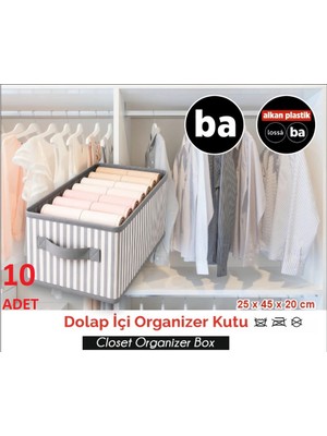 Bahometr Dolap Içi Organizer Kutu Düzenleyici Tutma Kulplu Organizer Saklama Hurç NO10- BA041-( 10 Adet )