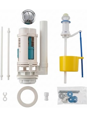 Odea Rezervuar Iç Takımı Çift Kademeli 3/6 L Krom Butonlu Alttan Su Girişli Sessiz Dolum Valfli Universal Klozet Rezervuar Takımı
