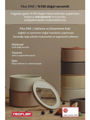Fumeyabi Fika One Seramik Saklama Kabı Gri 600 ml D-NEONE060-07