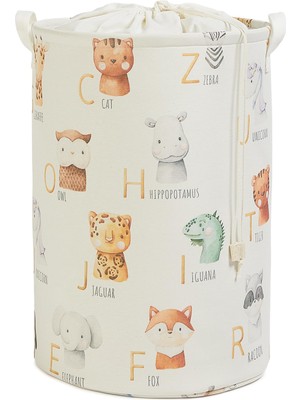 Odea Ocean Home Textile Çocuk Odası Ağzı Büzgülü Sevimli Hayvanlar Oyuncak Sepeti 36 x 48 cm
