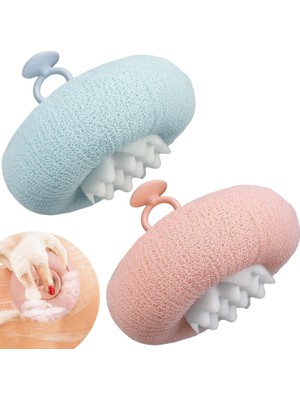 Odea 2’li Ayçiçeği Vantuzlu Banyo Topu ve Lif Seti, 3’ü 1 Arada Duş Süngeri, Doğal Lif, Masaj Aparatı, Ultra Yumuşak Kese, Bol Köpük, Asılabilir, Cilt Dostu Fpm Malzeme, Asorti Renk