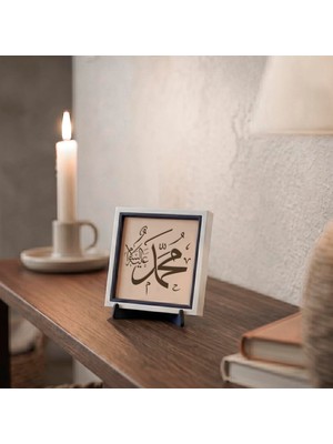 Odea Muhammed Aleyhisselam Yazılı Dekoratif Obje Çalışma Masası Için 10X10CM Minyatür Hat Sanatı Tasarımı