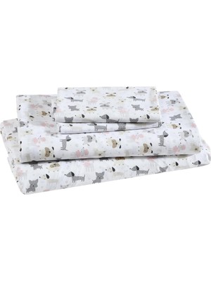Universal Baskılı Mikrofiber Çarşaf Seti, Yumuşak Rahat Kolay Bakım, 12" Derin Cepli 1 Lastikli Çarşaf, 1 Düz Çarşaf, Yastık Kılıfı, Kral, Beyaz Köpek Aşkı Içerir